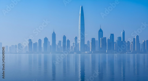 Panoramic Cityscape with Reflective Waters