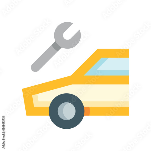 Illustration of car repair service and maintenance with wrench tool for vehicle inspection and auto mechanic shop needs vector