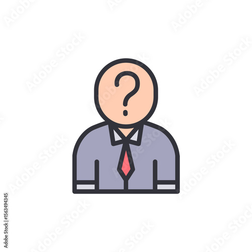 Anonymous Employee Question Mark Icon In Minimalist Business Design