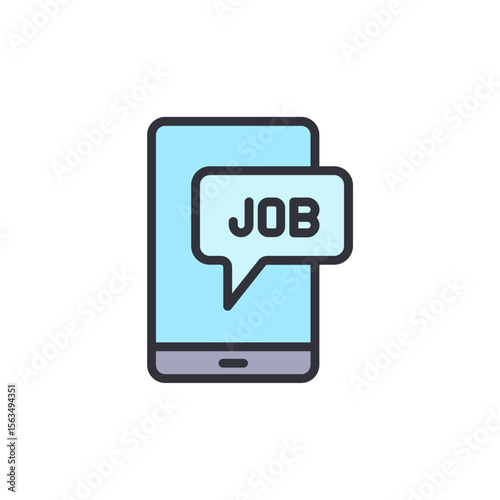 Mobile Application With Speech Bubble For Online Job Search Concept