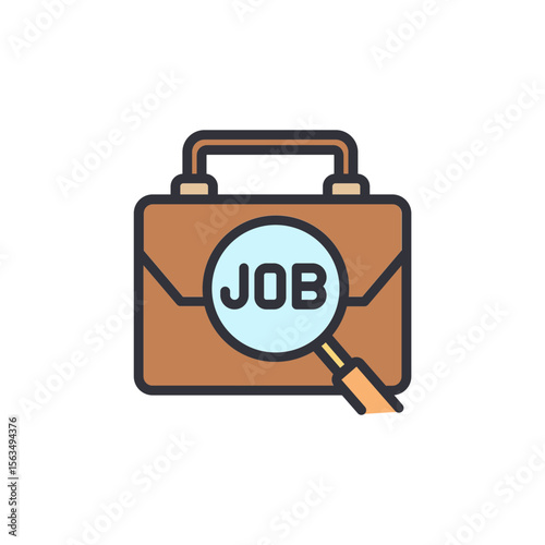 Looking For A New Employment Concept Represented By Suitcase And Magnifier