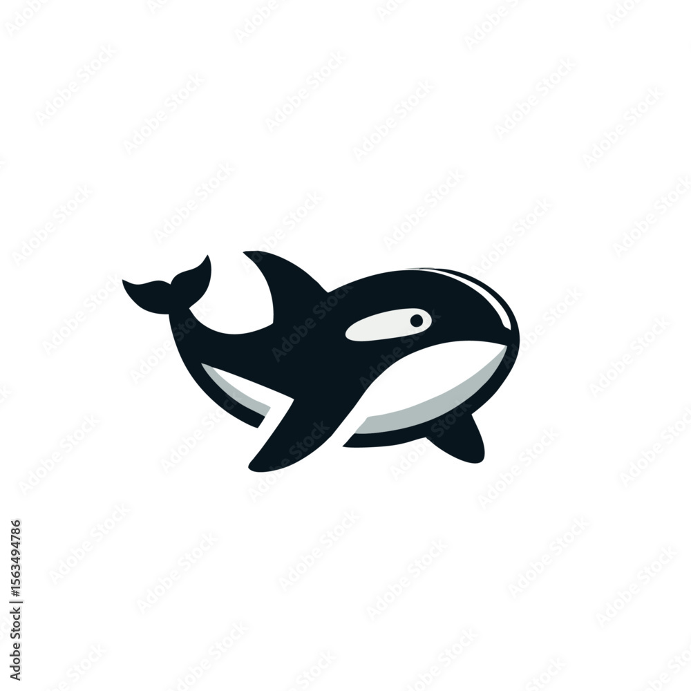 Obraz premium Orca logo icon design illustration black white