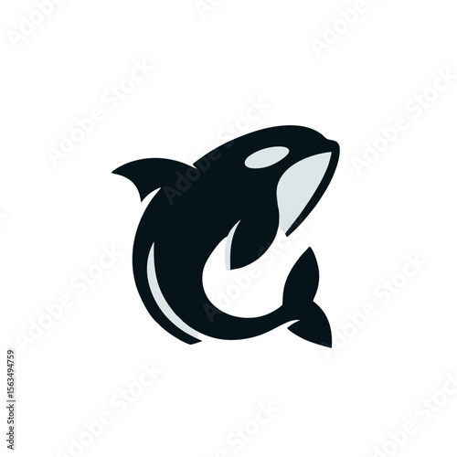 Orca logo icon design illustration black white