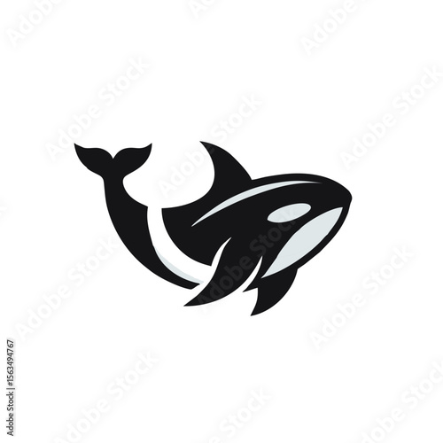 Orca logo icon design illustration black white