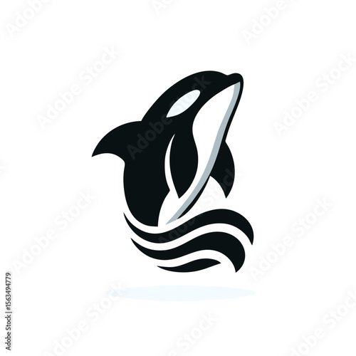 Orca logo icon design illustration black white