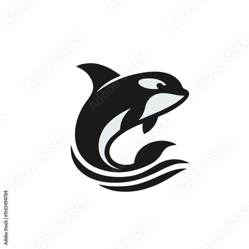 Orca logo icon design illustration black white