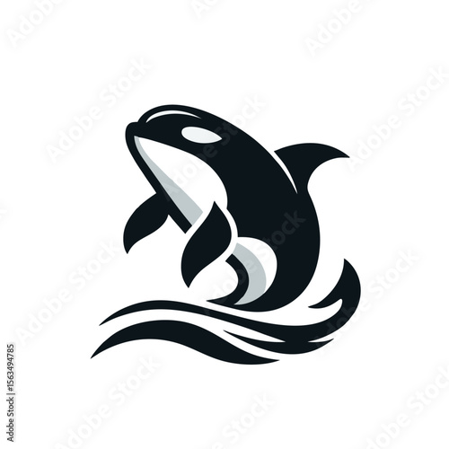 Orca logo icon design illustration black white