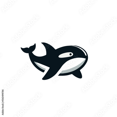 Orca logo icon design illustration black white