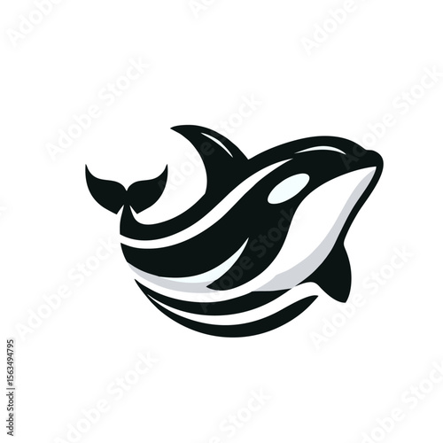 Orca logo icon design illustration black white