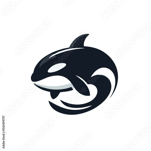 Orca logo icon design illustration black white