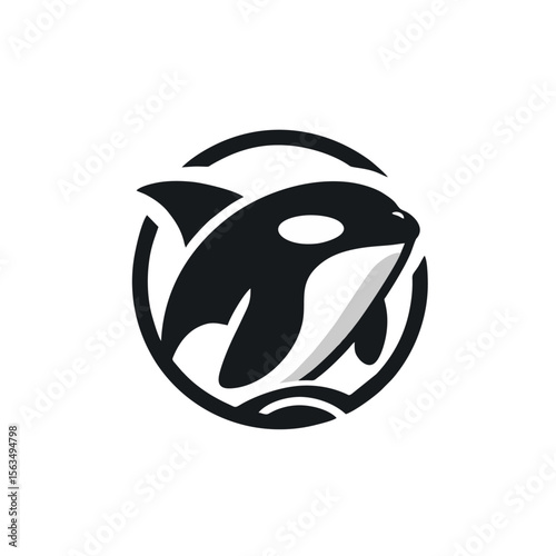 Orca logo icon design illustration black white