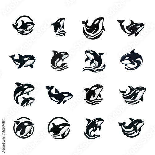 Orca logo icon design illustration black white