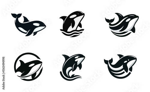 Orca logo icon design illustration black white