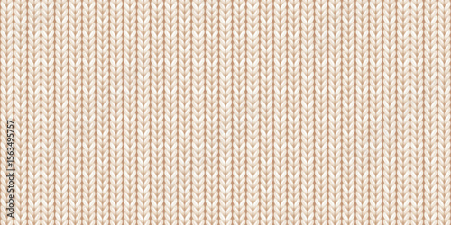 Seamless pattern of wool knitting, beige sweater texture. Abstract background of knitwear cloth fabric, material of woven wool or cotton yarn for winter sweater or cozy plaid, vector illustration