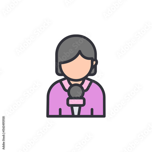 Professional Female Reporter Holding A Microphone And Speaking Icon