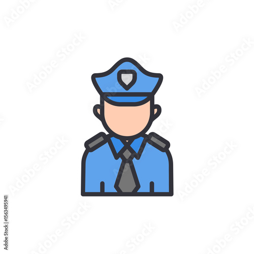 Isolated Icon Of A Policeman In Blue Uniform With A Transparent Aura