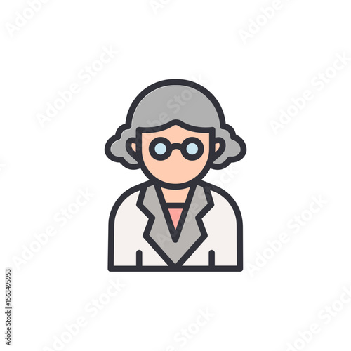 Stylized Icon Of A Female Scientist Or Medical Professional Illustration