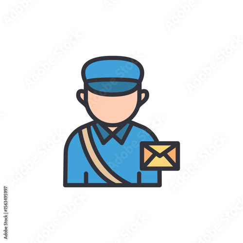 Illustration Of A Postman Delivering Mail With A Transparent Background