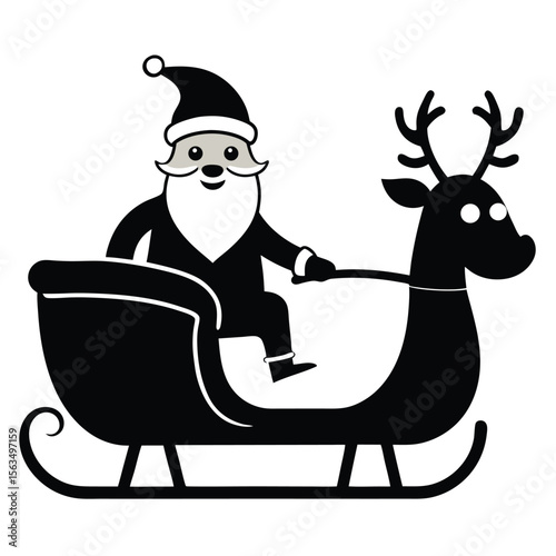Cute cartoon Santa and funny reindeer vector illustration for Christmas holiday fun