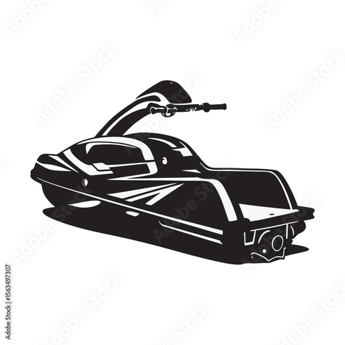 image of jet ski silhouette on white background