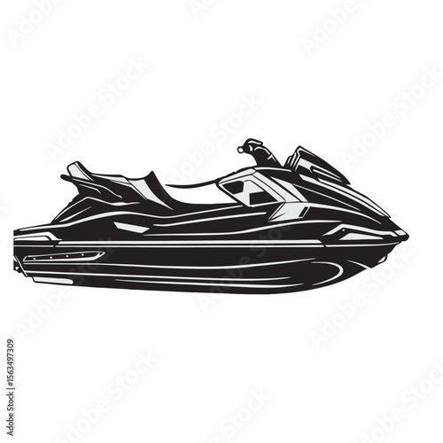 image of jet ski silhouette on white background