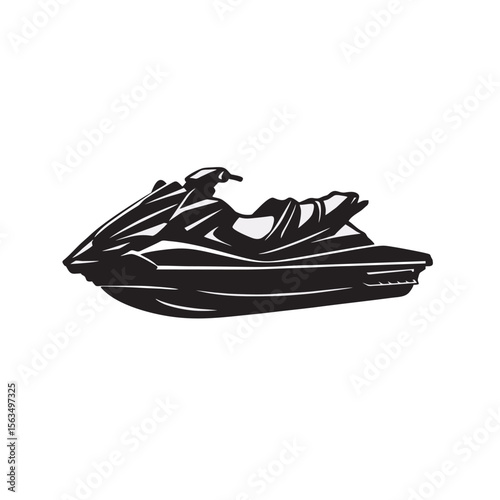 image of jet ski silhouette on white background