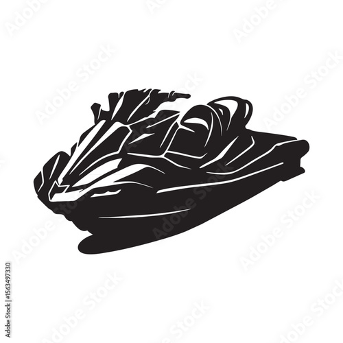 image of jet ski silhouette on white background