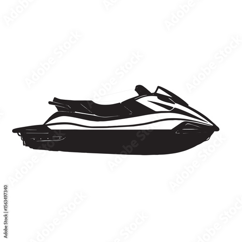 image of jet ski silhouette on white background