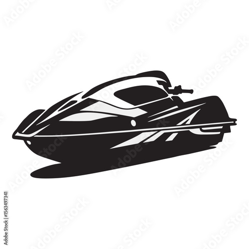 image of jet ski silhouette on white background
