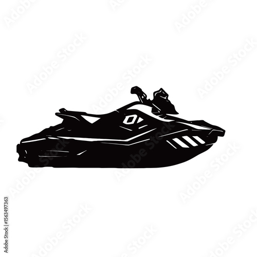 image of jet ski silhouette on white background