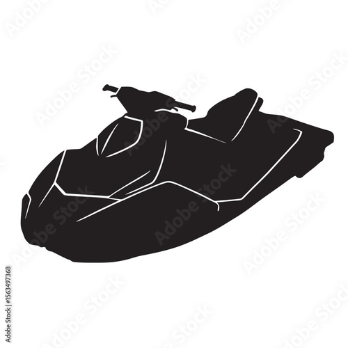 image of jet ski silhouette on white background