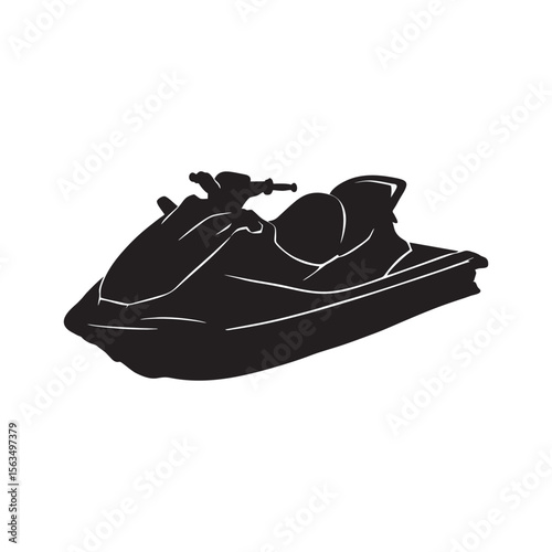 image of jet ski silhouette on white background