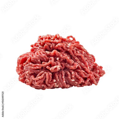 Pile of raw ground beef isolated on transparent background