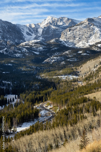 Above View of Bear Lake Road in Rocky Mountain National Park in Estes Park Colorado