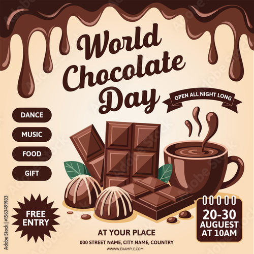 World chocolate day flyer poster template design	