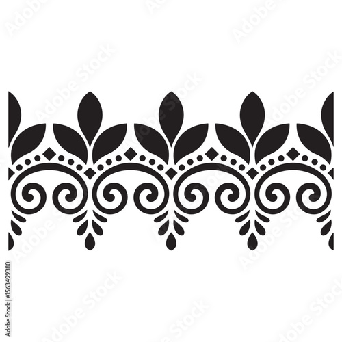 Ornate Ornamental Border Design with Floral and Swirling Elements A Decorative Motif for Print or Digital Use