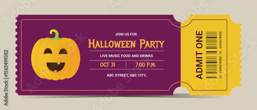 Halloween party invitation ticket template vector 