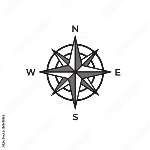 A simple, geometric compass rose icon