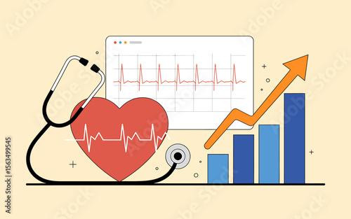 Flat Design Healthcare Illustration Improving Heart Health and Wellness