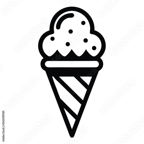 Vector ice cream cone icon in a minimalist style for a sweet dessert graphic