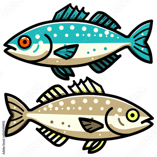 fish vector flat, isolated with white transparant background	