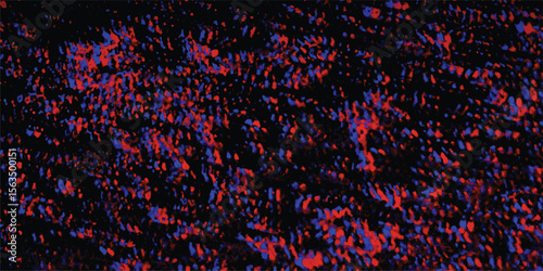 Abstract background illustration featuring a dark backdrop with a scattering of red and blue elements resembling a digital art composition