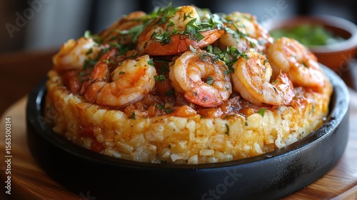 Sizzling Shrimp Risotto Restaurant Dish