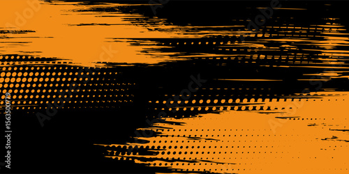orange black brush Car sticker wrap pattern banner abstract sporty lines black orange color combination grunge brush modern pattern racing motorsport vector design.