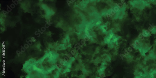 Abstract green watercolor smoke effect texture background with dark tones and blurred clouds suitable for backgrounds, posters, banners, and digital art designs.