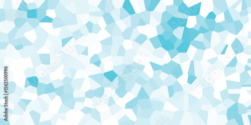 Abstract mosaic background featuring various shades of blue and white comprising geometric shapes with a modern and contemporary aesthetic that can serve as a graphic design element