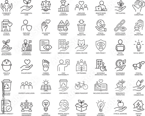 ESG and Sustainability Icons Vector Illustration