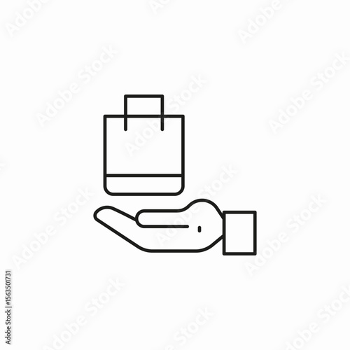 hand holding bag icon sign vector