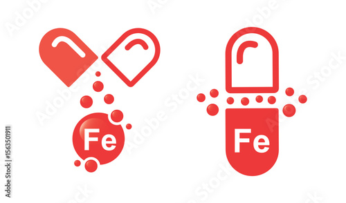 Minerals Iron Fe and Vitamin for health. 