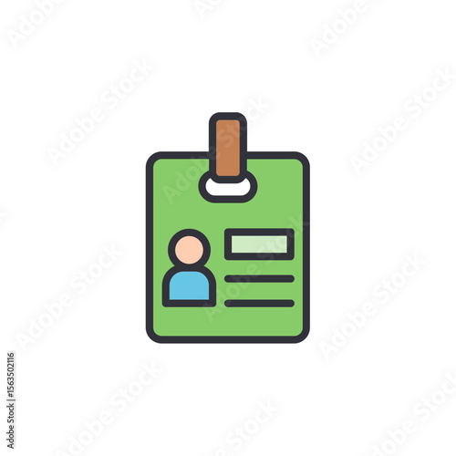 Stylized Identity Card Icon In Green Color With Simple Design